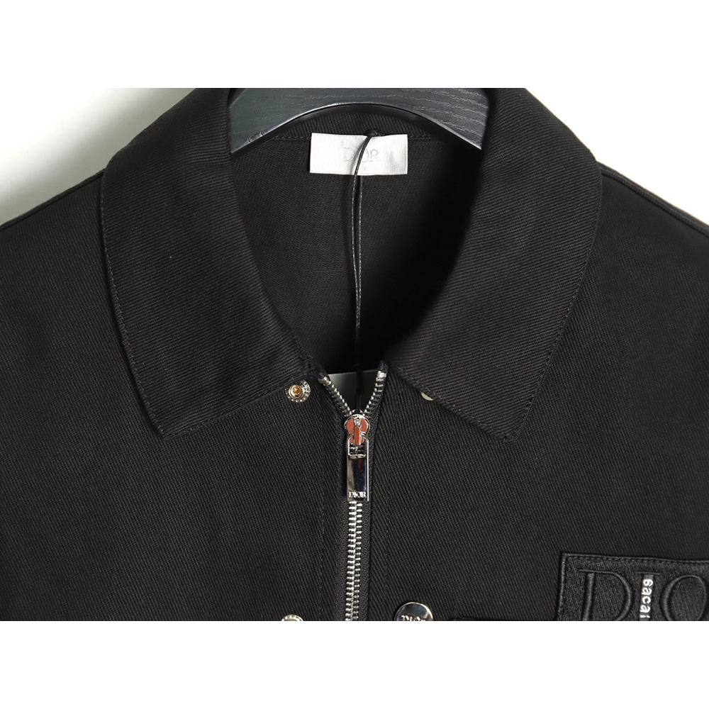 Dior Logo embroidered zipup denim jacket TSK1,Cheap Replica Reps Dior