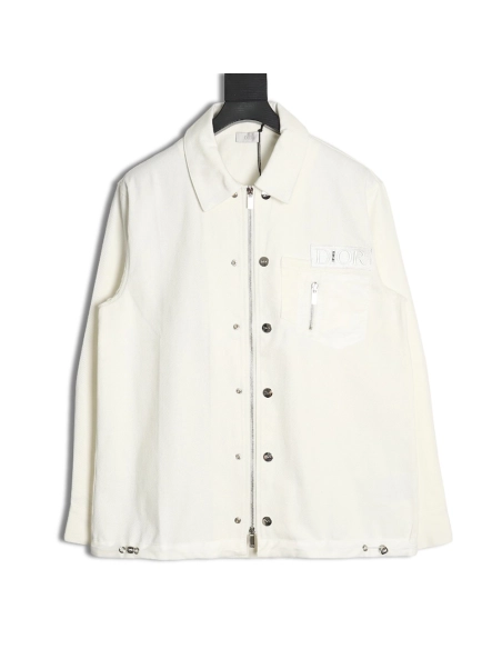 Dior Logo embroidered zipup denim jacket,Cheap Replica Reps Dior