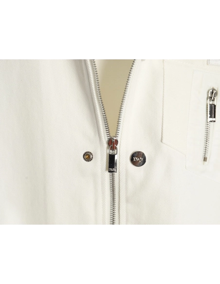 Dior Logo embroidered zipup denim jacket,Cheap Replica Reps Dior