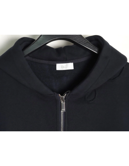 Dior Little Dinosaur Ripped Hooded ZipUp Sweatshirt,Cheap Replica Reps Dior