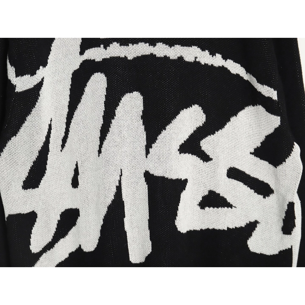 Stussy all over large logo letters knitted round neck sweater TSK1,Cheap Replica Reps Stussy