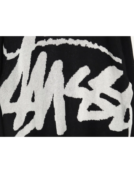 Stussy all over large logo letters knitted round neck sweater TSK1,Cheap Replica Reps Stussy
