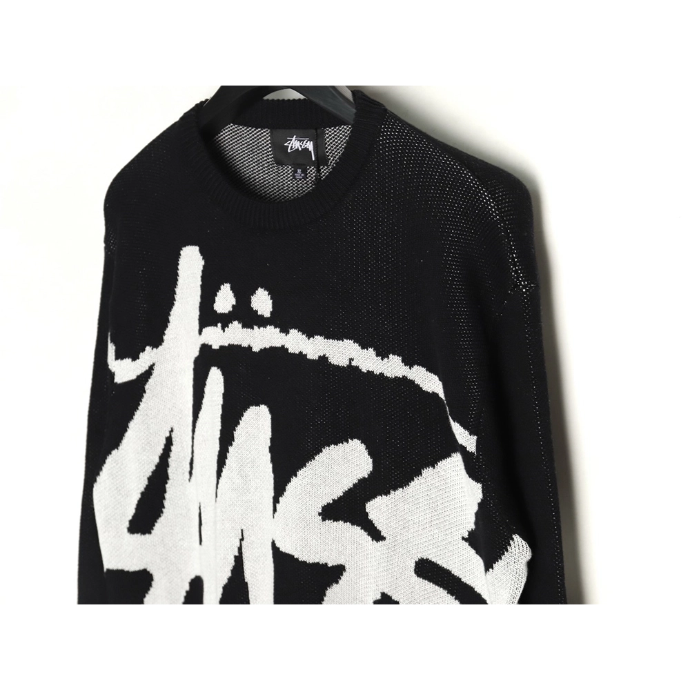 Stussy all over large logo letters knitted round neck sweater TSK1,Cheap Replica Reps Stussy