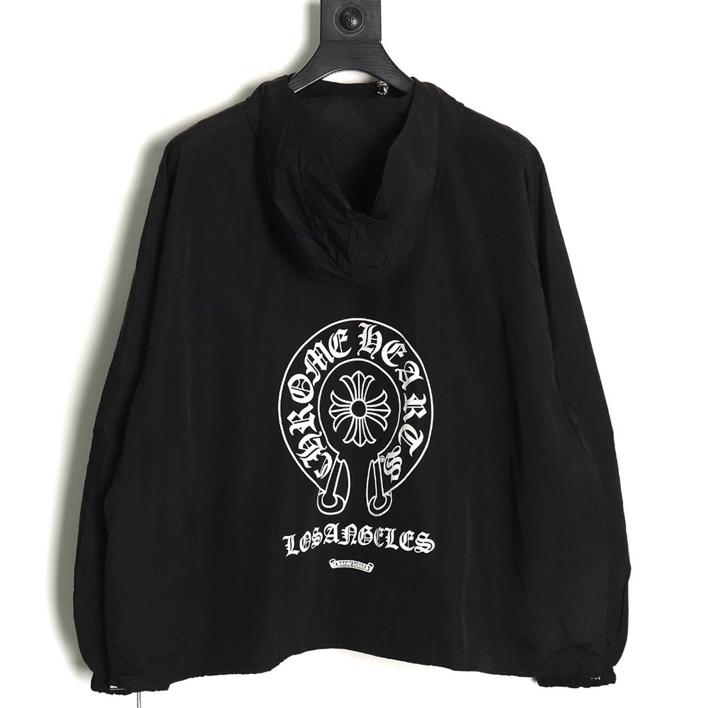 Chrome Hearts diagonal zip horseshoe print trench coat,Cheap Replica Reps Chrome Hearts