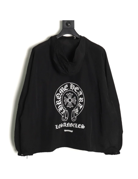 Chrome Hearts diagonal zip horseshoe print trench coat,Cheap Replica Reps Chrome Hearts