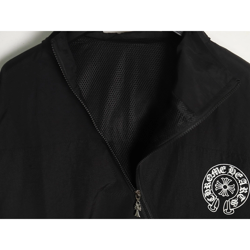 Chrome Hearts diagonal zip horseshoe print trench coat,Cheap Replica Reps Chrome Hearts