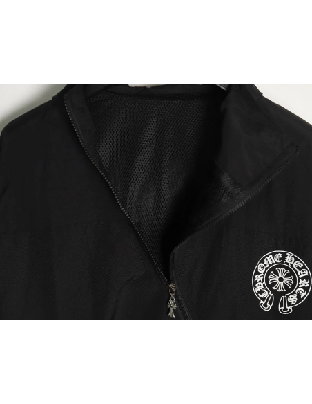 Chrome Hearts diagonal zip horseshoe print trench coat,Cheap Replica Reps Chrome Hearts