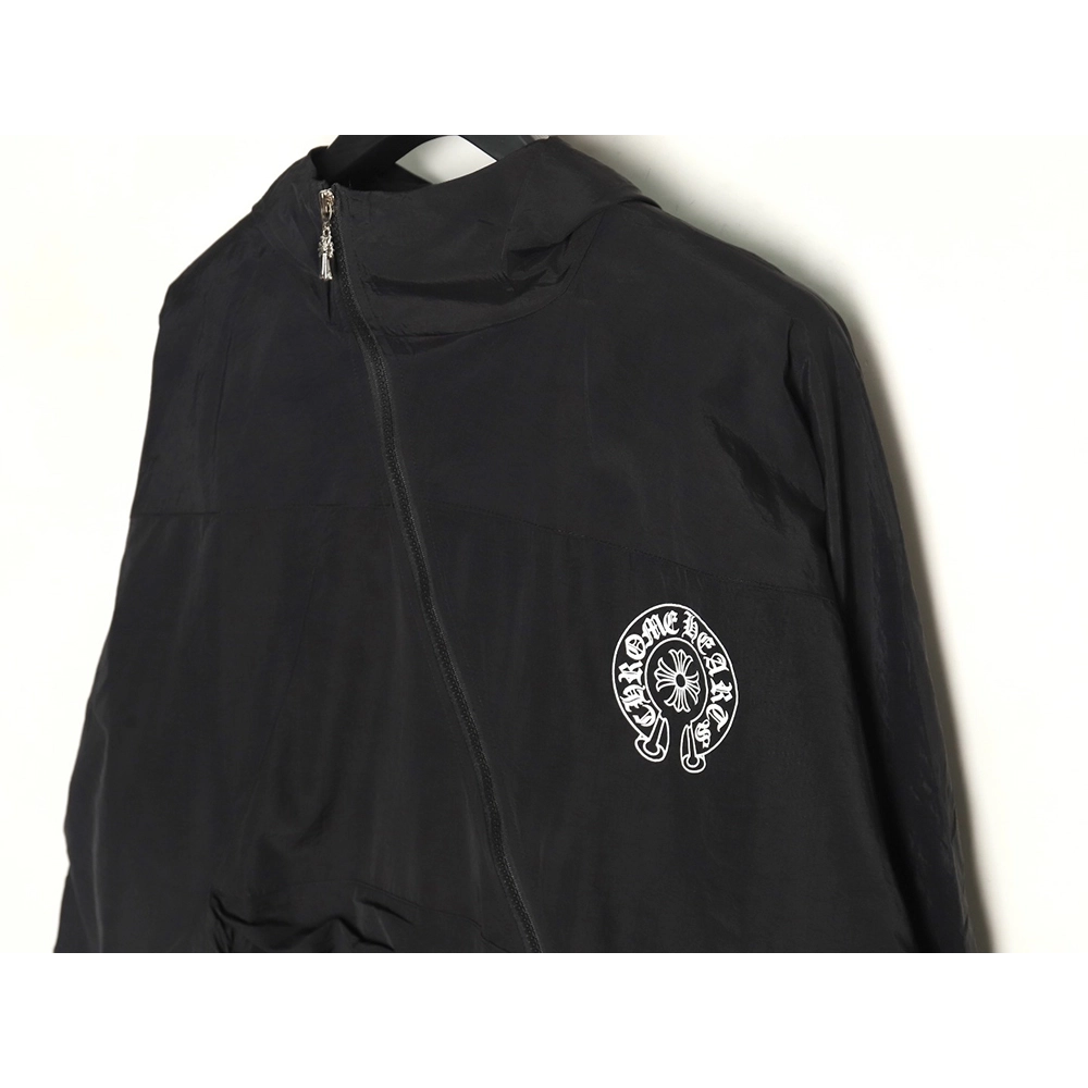 Chrome Hearts diagonal zip horseshoe print trench coat,Cheap Replica Reps Chrome Hearts