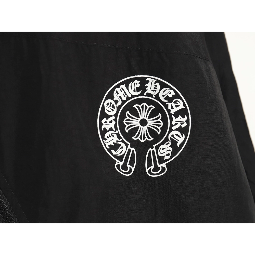 Chrome Hearts diagonal zip horseshoe print trench coat,Cheap Replica Reps Chrome Hearts