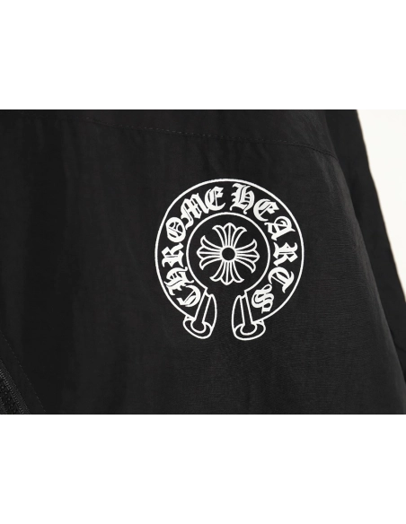 Chrome Hearts diagonal zip horseshoe print trench coat,Cheap Replica Reps Chrome Hearts