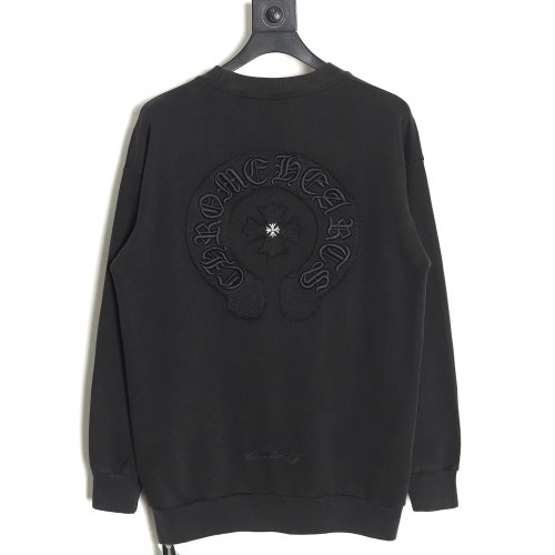 Chrome Hearts distressed burnout patch sweatshirt TSK1,Cheap Replica Reps Chrome Hearts