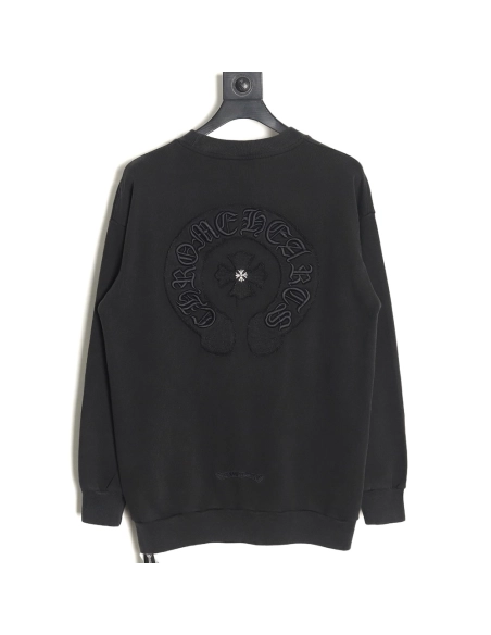 Chrome Hearts distressed burnout patch sweatshirt TSK1,Cheap Replica Reps Chrome Hearts