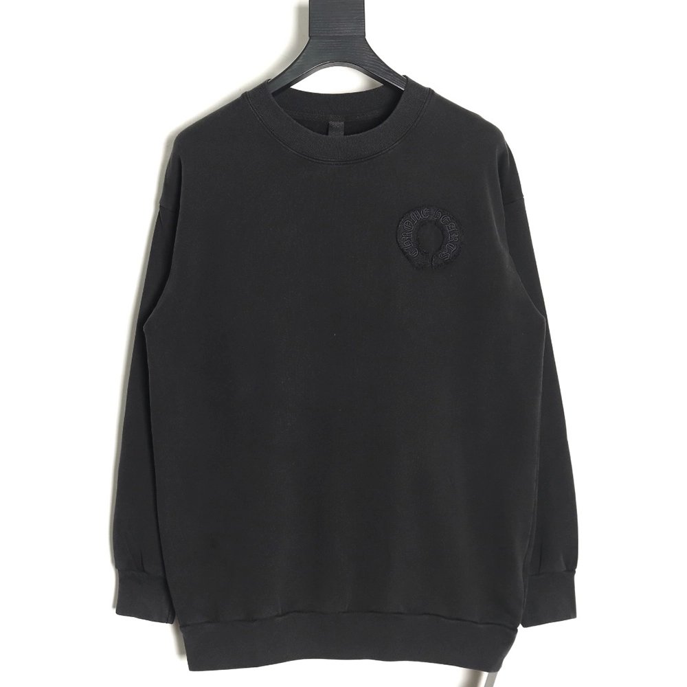 Chrome Hearts distressed burnout patch sweatshirt TSK1,Cheap Replica Reps Chrome Hearts