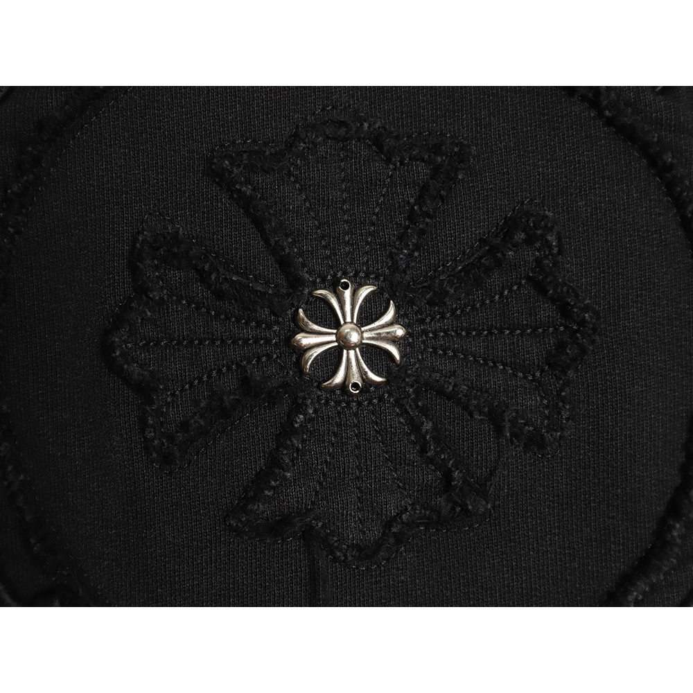 Chrome Hearts distressed burnout patch sweatshirt TSK1,Cheap Replica Reps Chrome Hearts