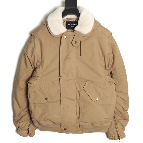 Balenciaga Fur collar padded hooded jacket,Cheap Replica Reps Balenciaga