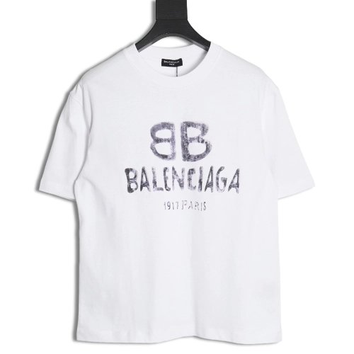 Balenciaga double B logo print short sleeves,Cheap Replica Reps Balenciaga