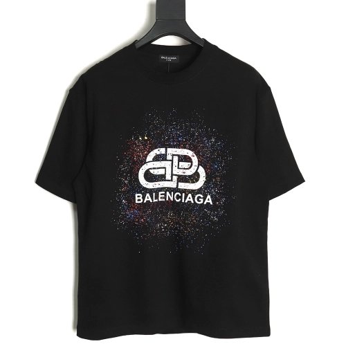 Balenciaga Ink splash lock print short sleeves TSK1,Cheap Replica Reps Balenciaga