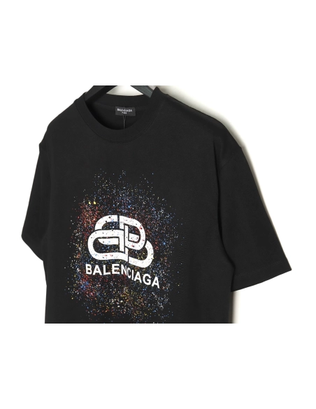 Balenciaga Ink splash lock print short sleeves TSK1,Cheap Replica Reps Balenciaga