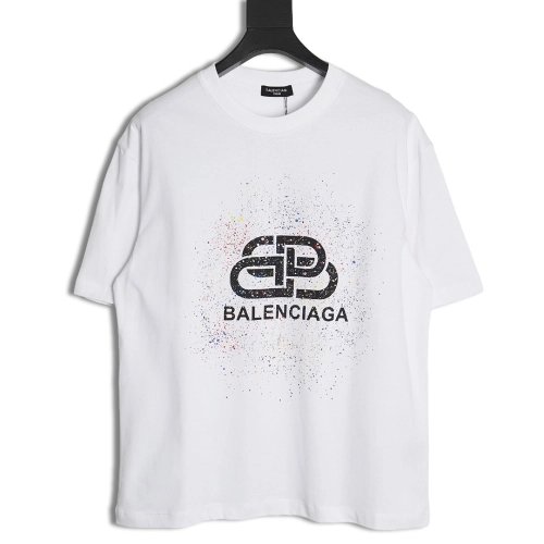 Balenciaga Ink splash lock print short sleeves,Cheap Replica Reps Balenciaga