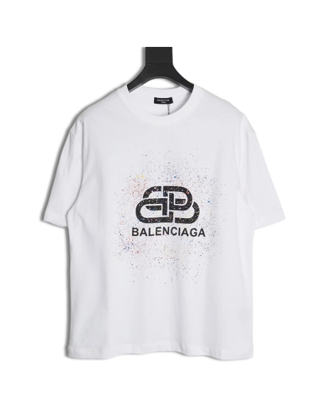 Balenciaga Ink splash lock print short sleeves,Cheap Replica Reps Balenciaga