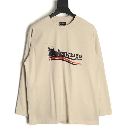 Balenciaga Blurred Coke Print Washed Ripped Long Sleeves,Cheap Replica Reps Balenciaga