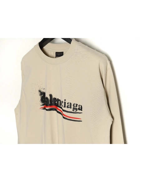 Balenciaga Blurred Coke Print Washed Ripped Long Sleeves,Cheap Replica Reps Balenciaga
