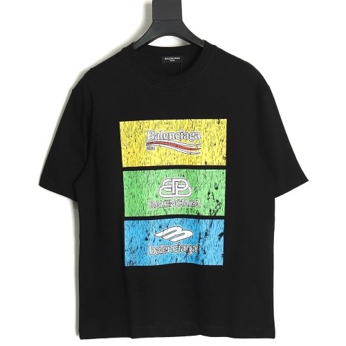Balenciaga Square 3 Logo Print Short Sleeve TSK1,Cheap Replica Reps Balenciaga