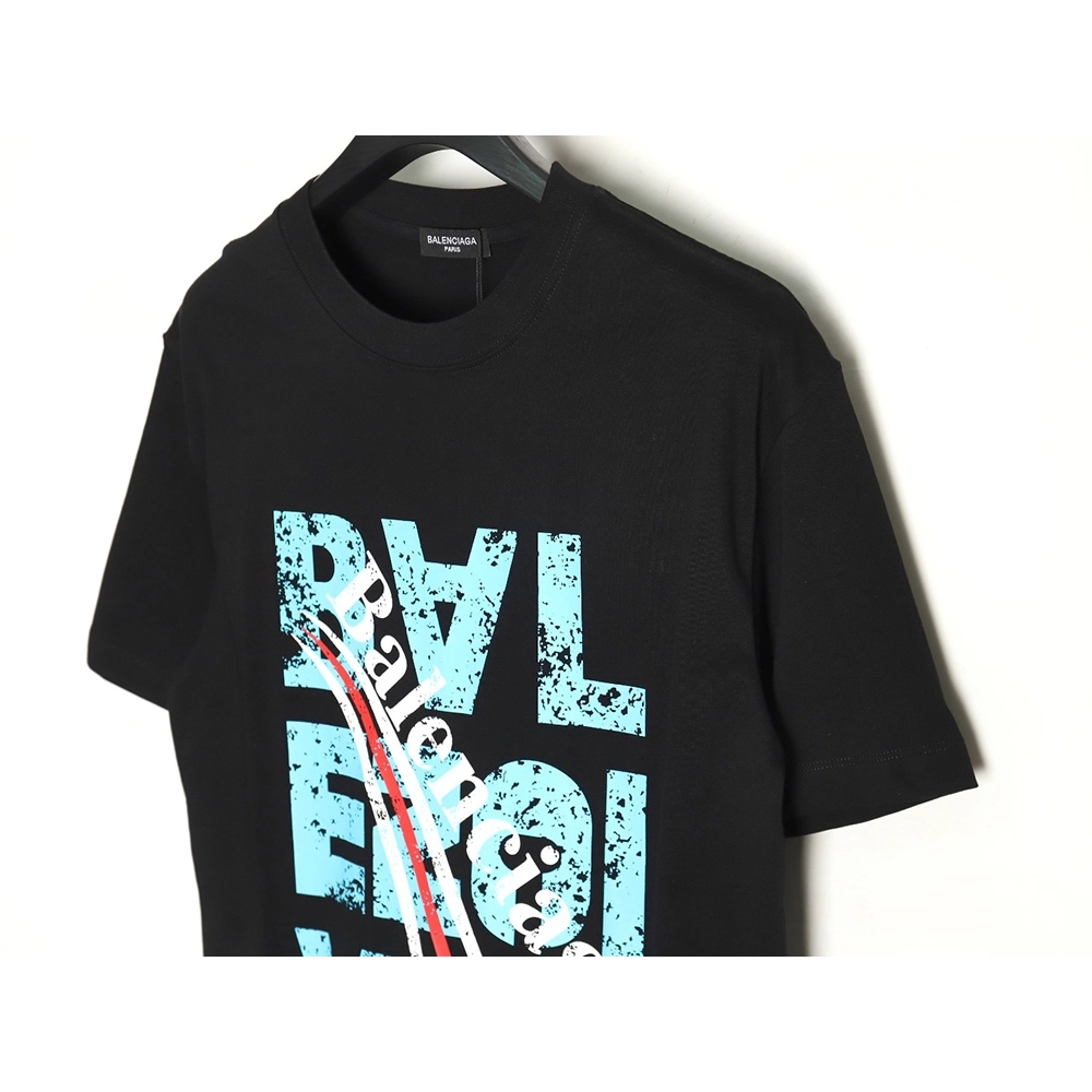 Balenciaga mottled old letter logo short sleeve TSK1,Cheap Replica Reps Balenciaga