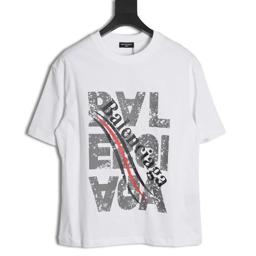 Balenciaga mottled old letter logo short sleeve,Cheap Replica Reps Balenciaga