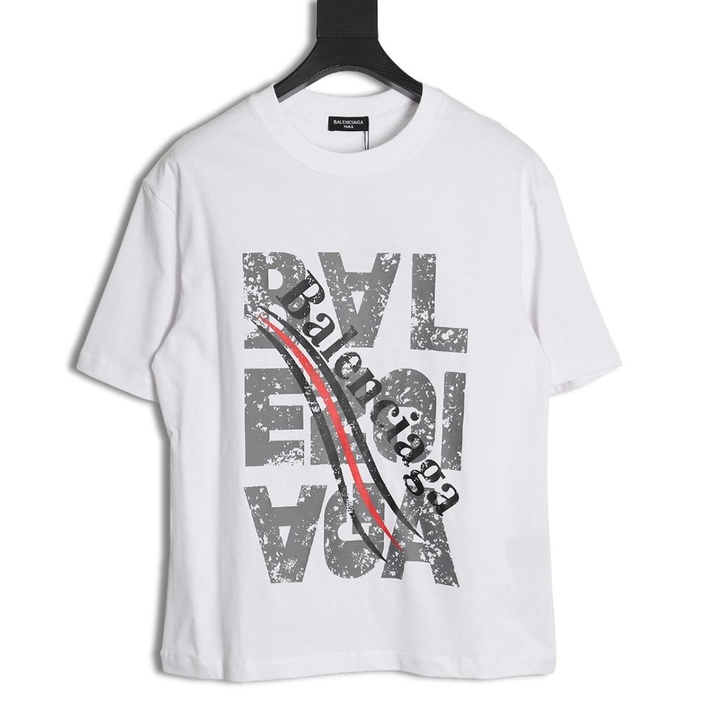 Balenciaga mottled old letter logo short sleeve,Cheap Replica Reps Balenciaga