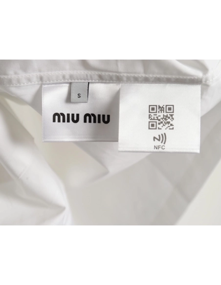 Miu Miu Pocket Lettering Embroidered Poplin Shirt,Cheap Replica Reps Miu Miu