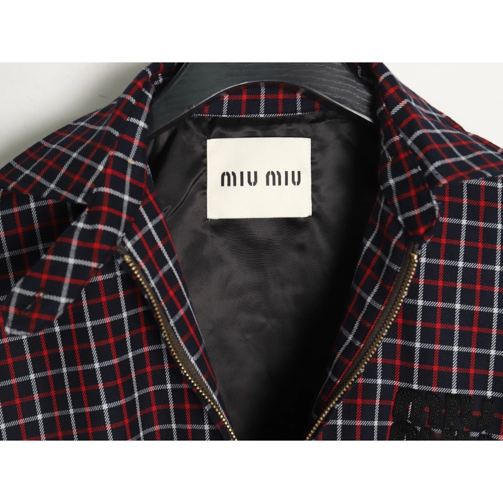 Miu Miu red checked jacket,Cheap Replica Reps Miu Miu