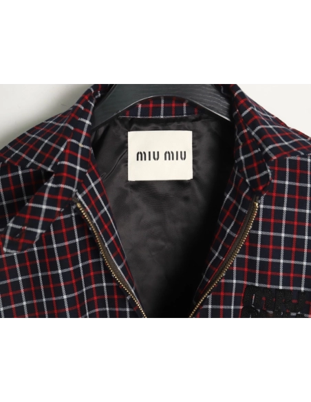 Miu Miu red checked jacket,Cheap Replica Reps Miu Miu