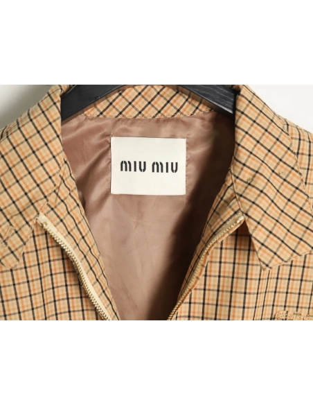 Miu Miu yellow checked jacket,Cheap Replica Reps Miu Miu