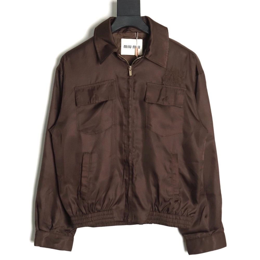 Miu Miu Brown Double Chest Pocket Jacket,Cheap Replica Reps Miu Miu