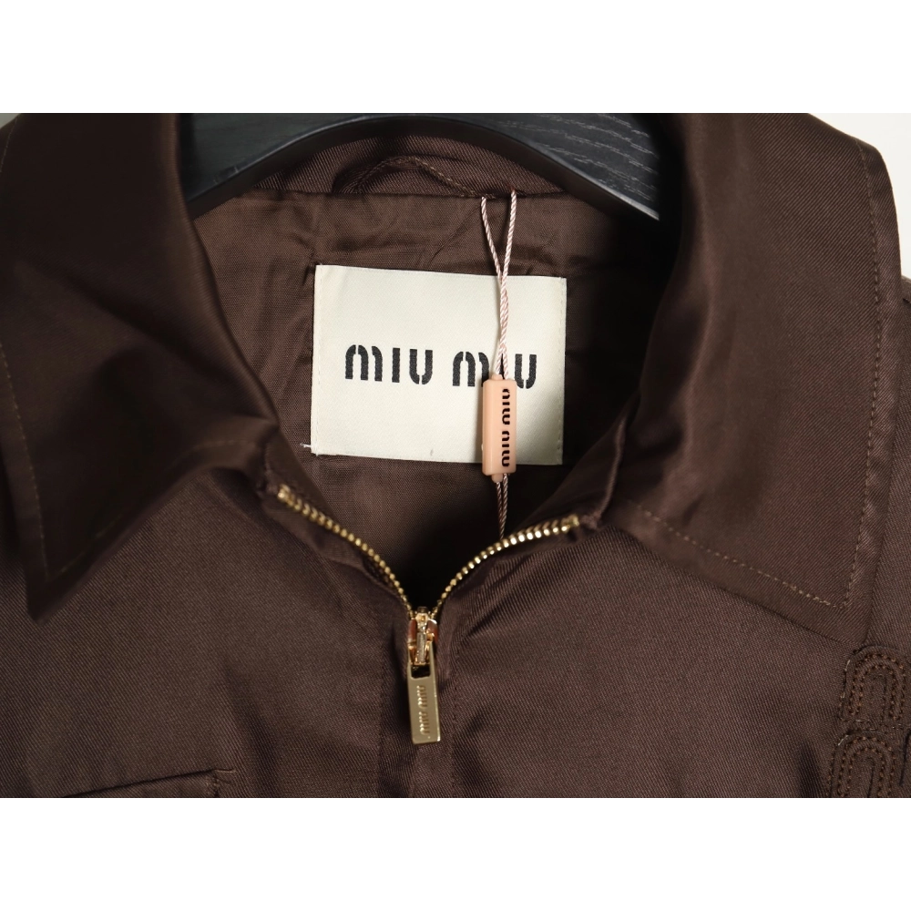 Miu Miu Brown Double Chest Pocket Jacket,Cheap Replica Reps Miu Miu