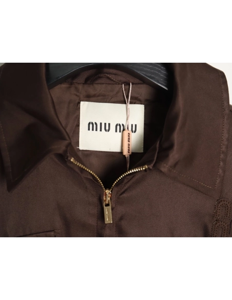 Miu Miu Brown Double Chest Pocket Jacket,Cheap Replica Reps Miu Miu