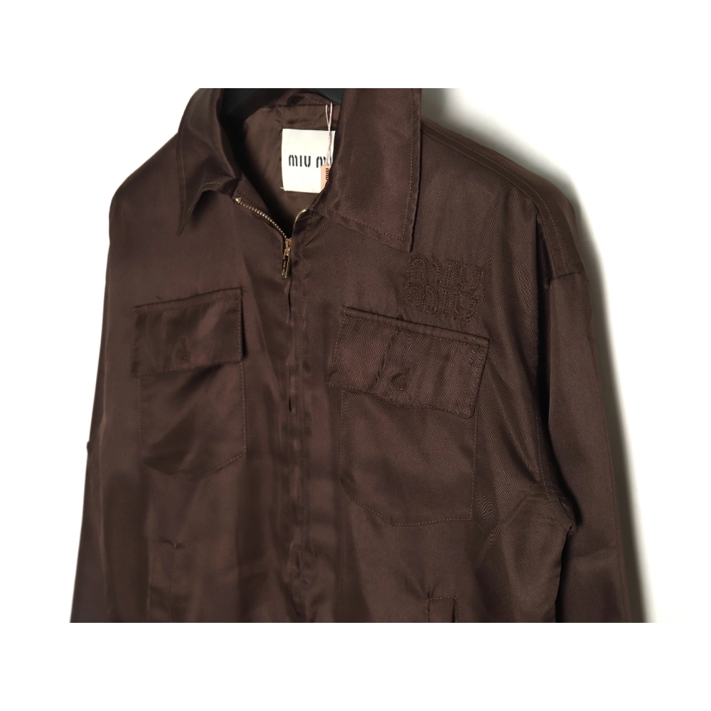 Miu Miu Brown Double Chest Pocket Jacket,Cheap Replica Reps Miu Miu
