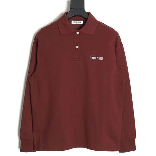 Miu Miu Logo Lapel Polo Shirt,Cheap Replica Reps Miu Miu