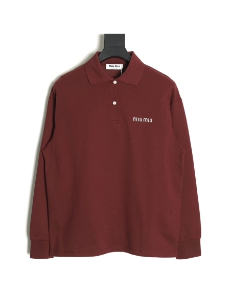 Miu Miu Logo Lapel Polo Shirt,Cheap Replica Reps Miu Miu