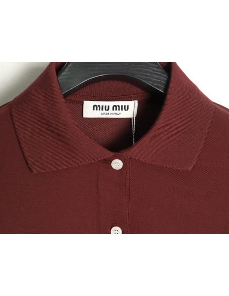 Miu Miu Logo Lapel Polo Shirt,Cheap Replica Reps Miu Miu
