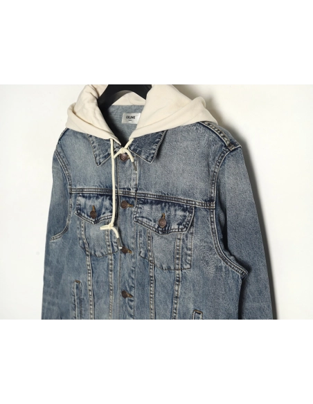 Celine patchwork hooded denim jacket,Cheap Replica Reps Celine