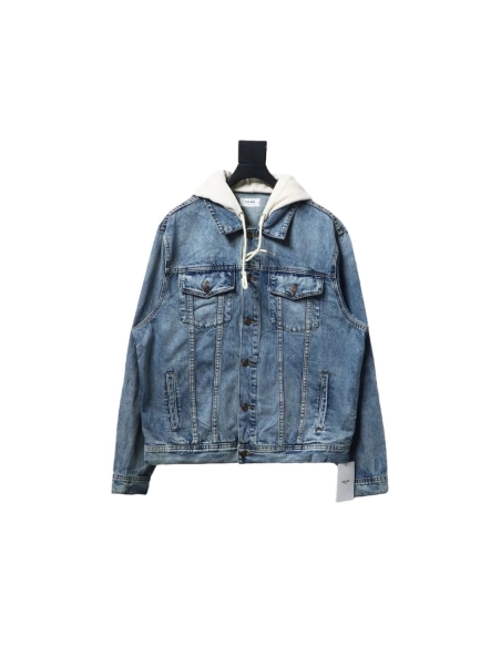 Celine patchwork hooded denim jacket,Cheap Replica Reps Celine