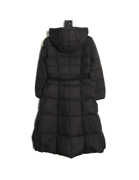 Moncler long belted down jacket,Cheap Replica Reps Moncler