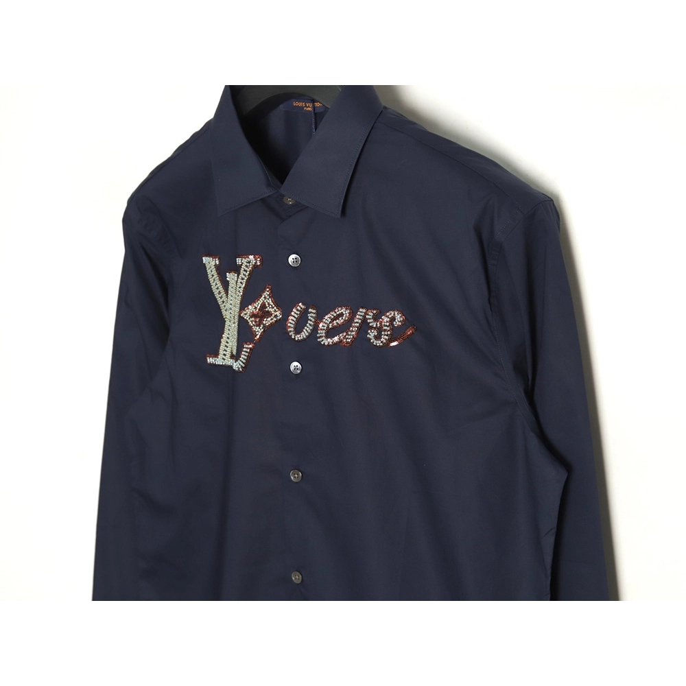 Louis Vuitton rhinestone logo shirt long sleeves TSK1,Cheap Replica Reps Louis Vuitton