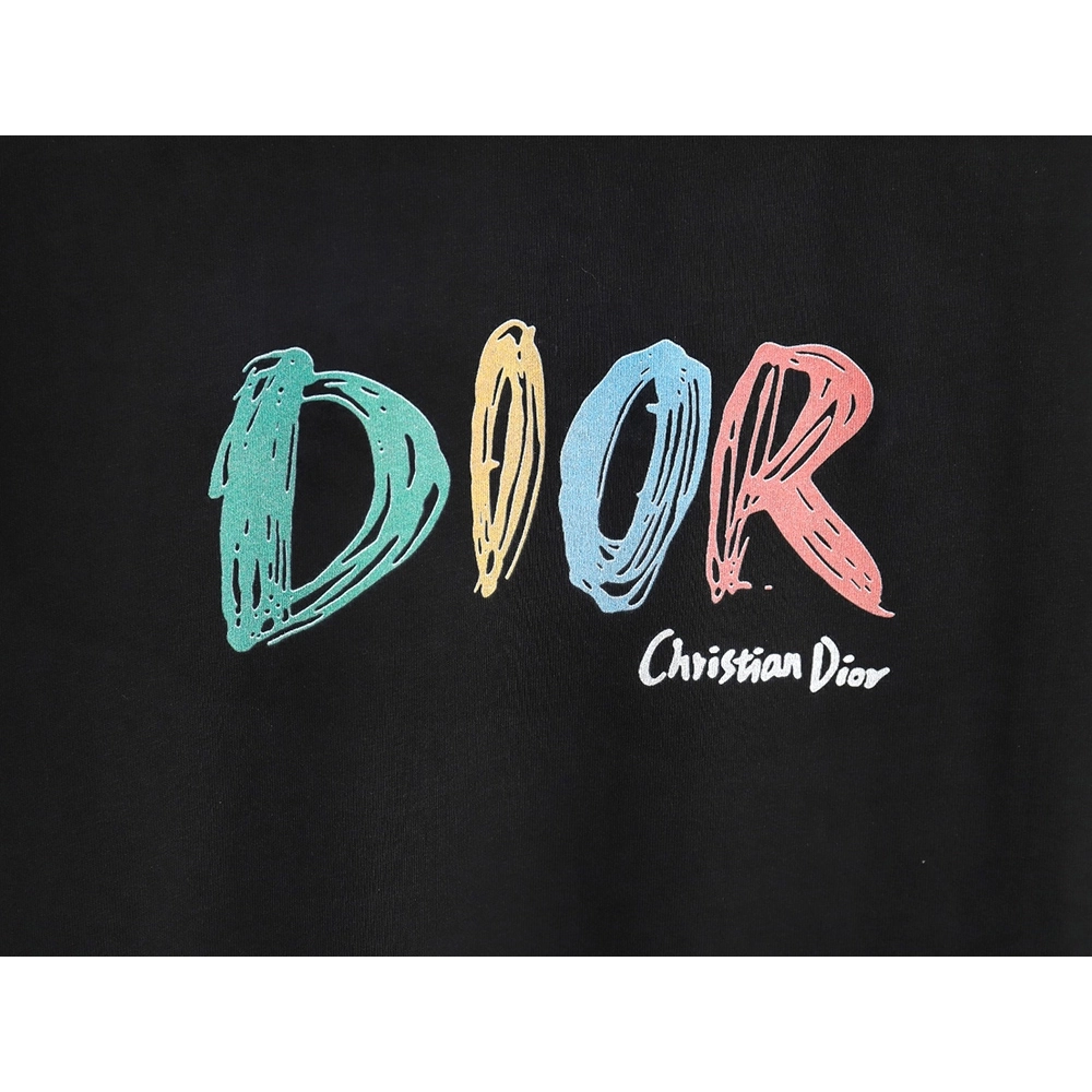Dior Colorful Letters Digital Printed Round Neck Short Sleeves TSK1,Cheap Replica Reps Dior