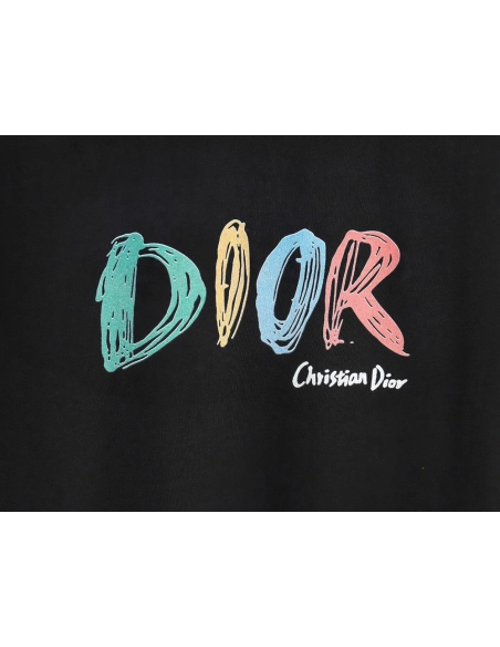 Dior Colorful Letters Digital Printed Round Neck Short Sleeves TSK1,Cheap Replica Reps Dior
