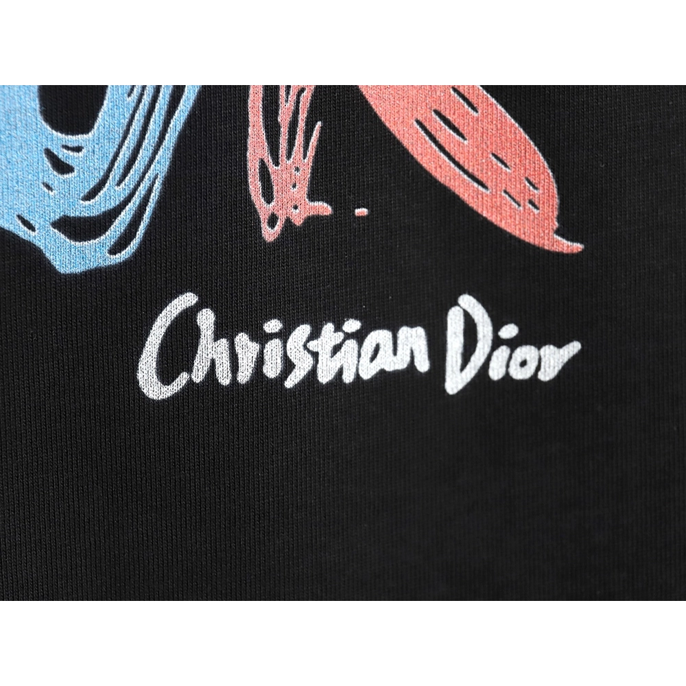 Dior Colorful Letters Digital Printed Round Neck Short Sleeves TSK1,Cheap Replica Reps Dior