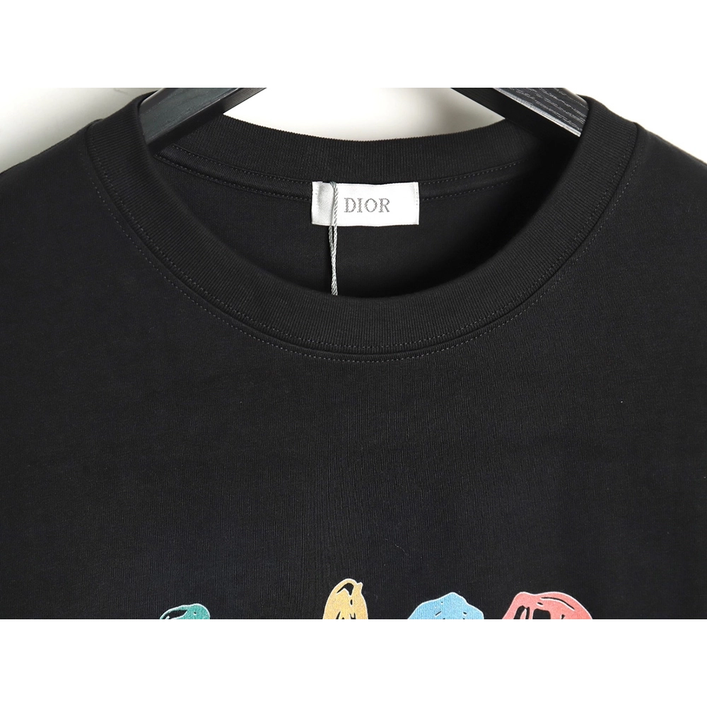 Dior Colorful Letters Digital Printed Round Neck Short Sleeves TSK1,Cheap Replica Reps Dior