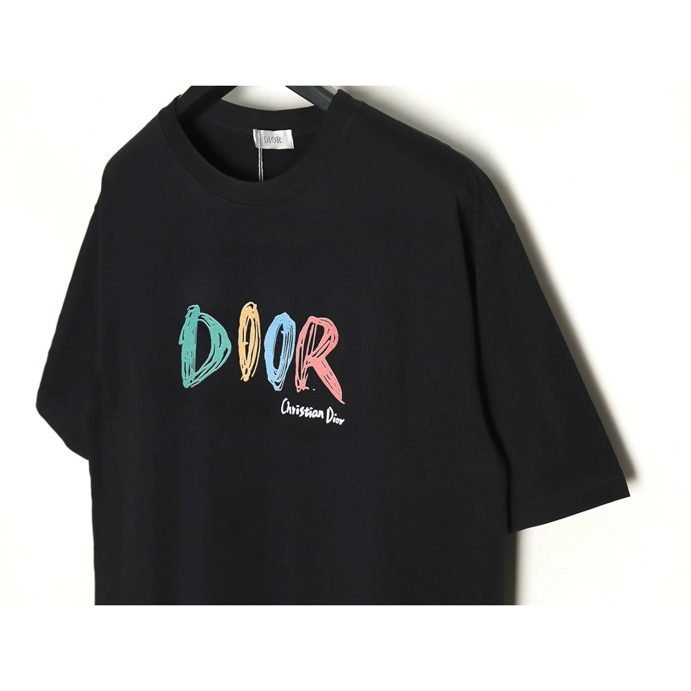 Dior Colorful Letters Digital Printed Round Neck Short Sleeves TSK1,Cheap Replica Reps Dior